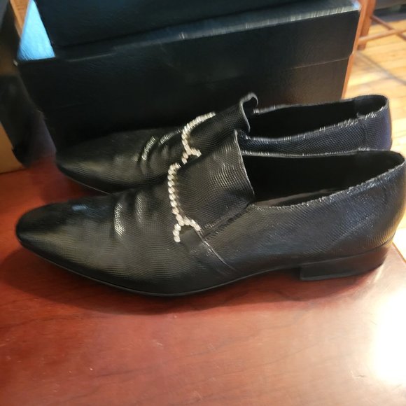 Giovanni Conti Italian black slip on crystal shoes, size 46 European/13 Us - Picture 5 of 16